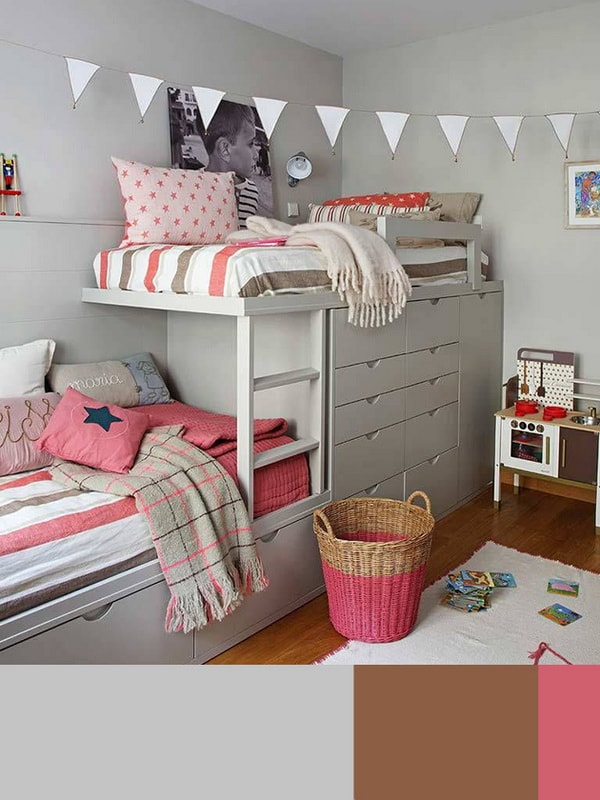 Combinar colores en dormitorios infantiles con la regla del 60-30-10