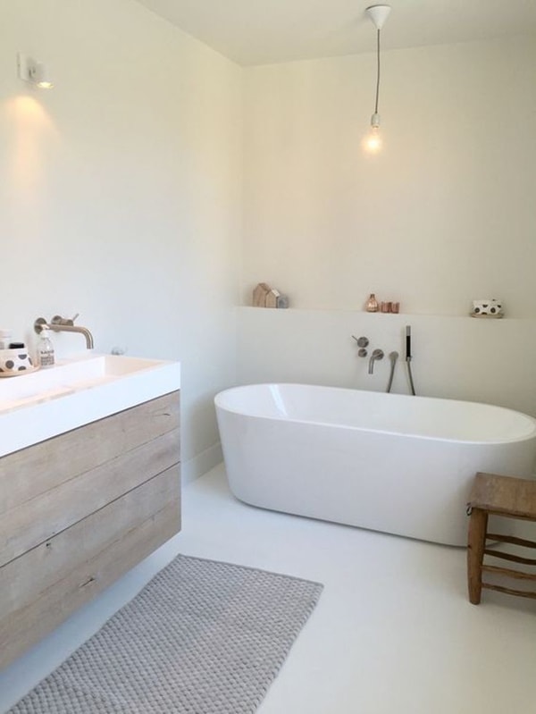 Mismo revestimiento para sueño y para paredes en baños