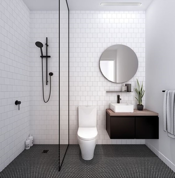 Muebles suspendidos en baños pequeños