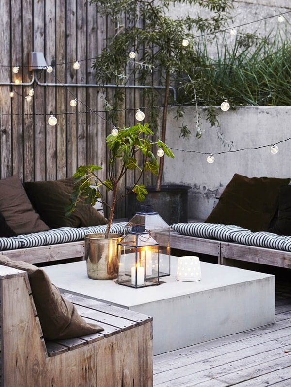 Decoración de exteriores con velas