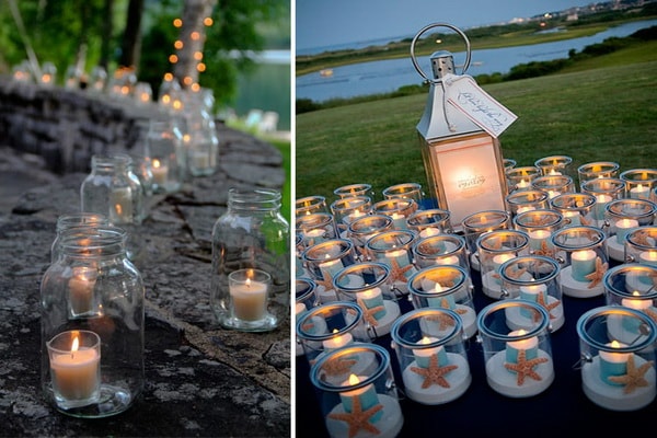 Decoración de exteriores con velas