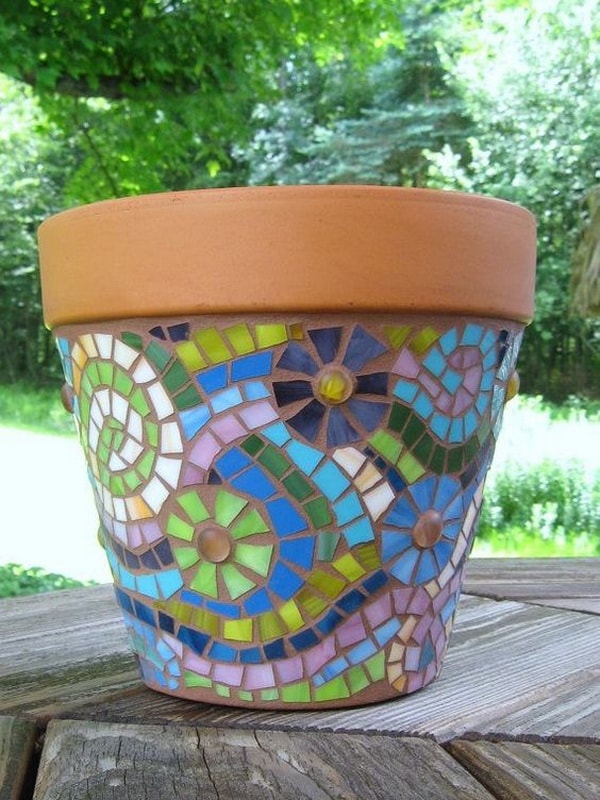 Macetas personalizadas con mosaiquismo