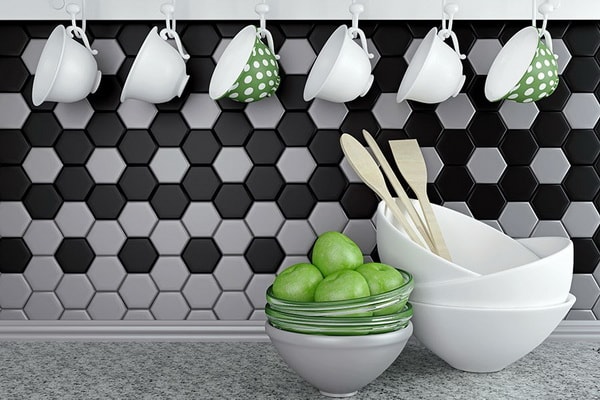 Azulejos hexagonales mini para la cocina