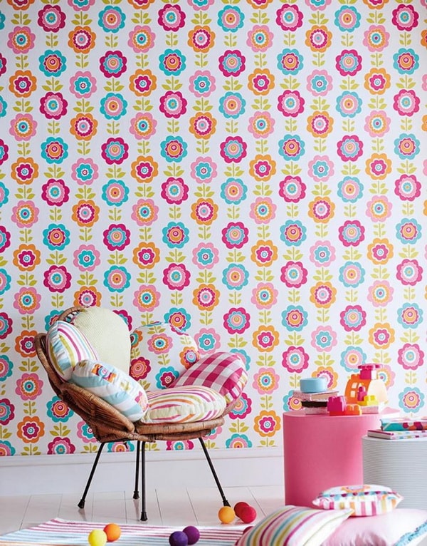 Papel para pared con diseño infantil retro