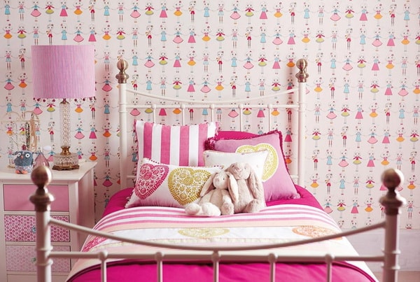Papel pintado retro en dormitorios infantiles