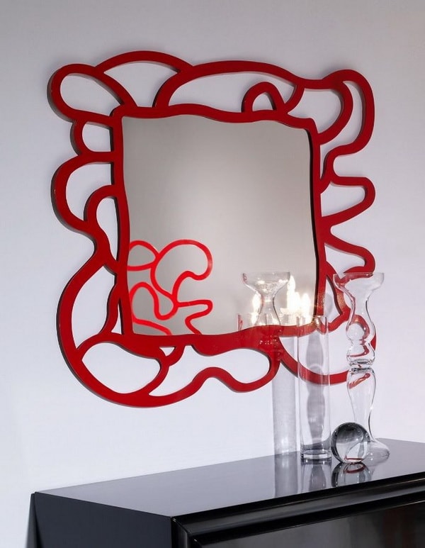 Espejo de forja en color rojo