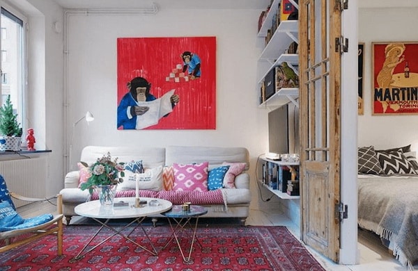 Cojines, alfombras y cuadros con mucho color para el estilo bohemio