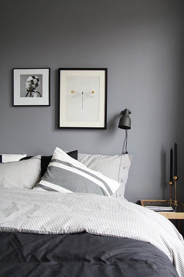 Dormitorio pintado en gris