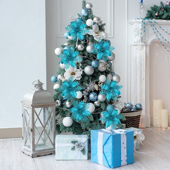 Ideas para decorar la Navidad en color plata y turquesa