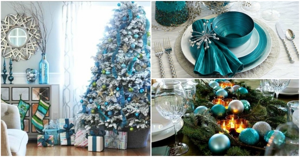 Decoración navideña en color turquesa. Ideas para Navidad.
