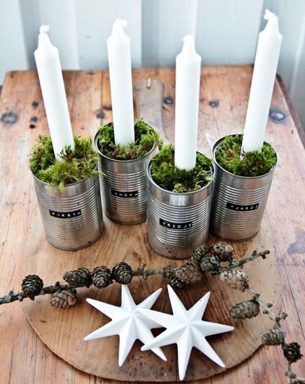 Decoración navideña con velas