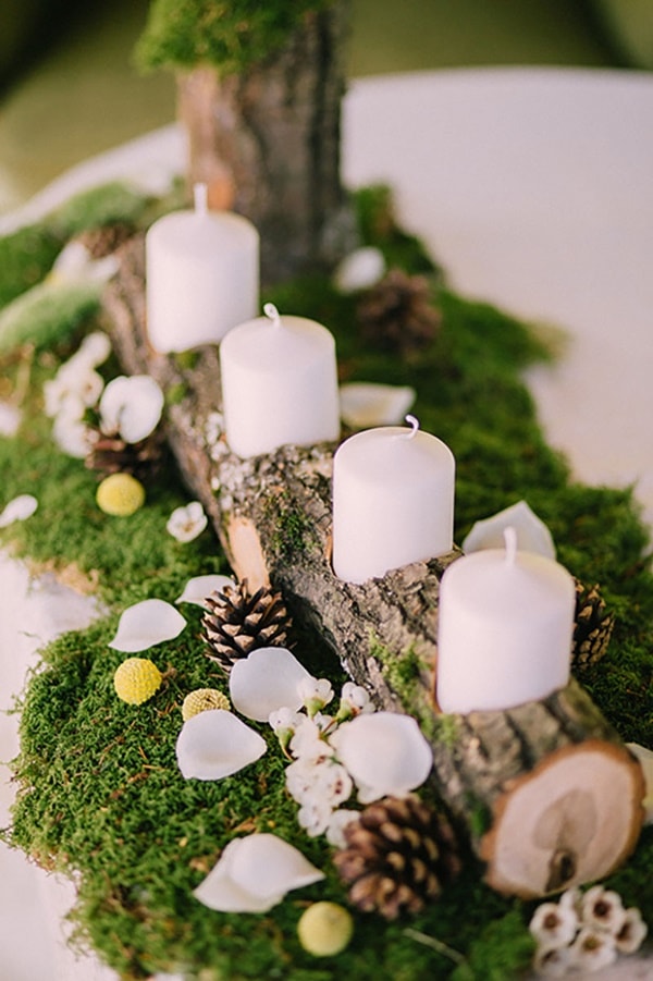 Velas para decorar el centro de la mesa en Navidad