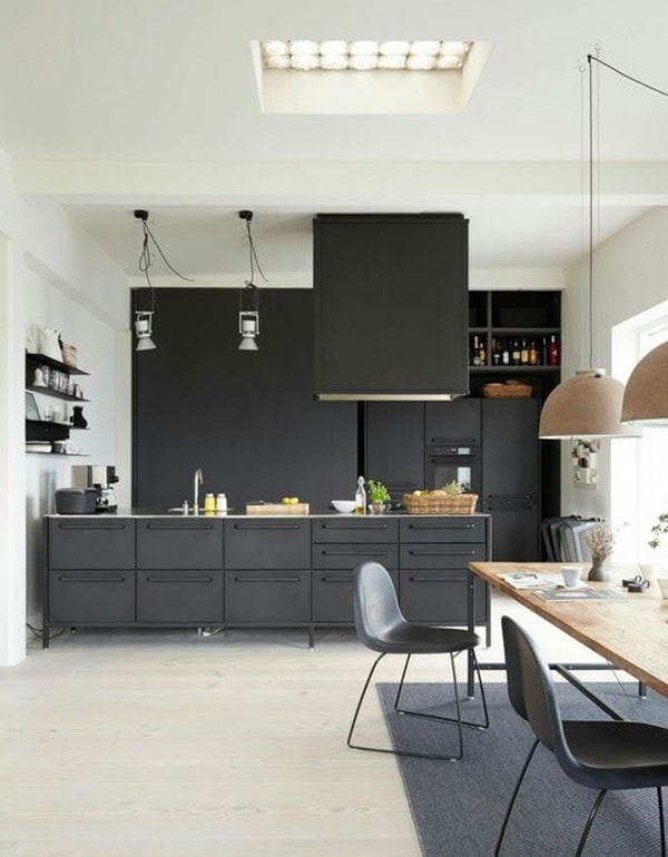 Cocinas con muebles en color negro