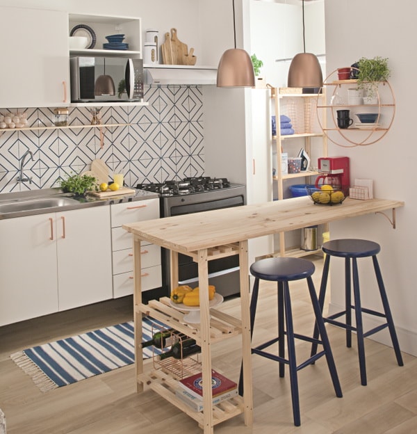 Barra de cocina en madera