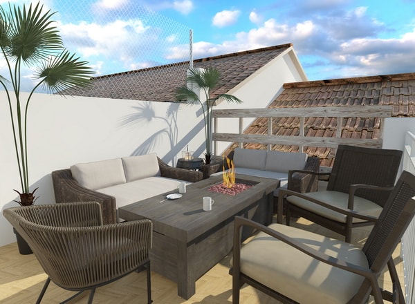 Imagen 3D de la misma terraza