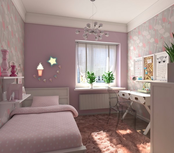 Dormitorio juvenil en color rosa