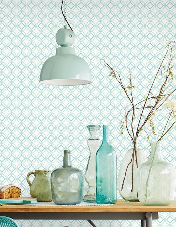 Papel pintado retro en color turquesa