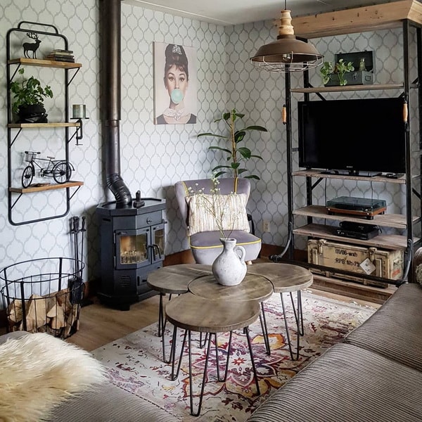 Sala con estilo vintage industrial