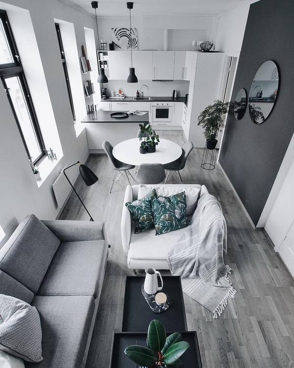 Distribución de un apartamento de 70m2 con estilo nórdico