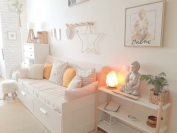 Decoración del salón en tonos naturales