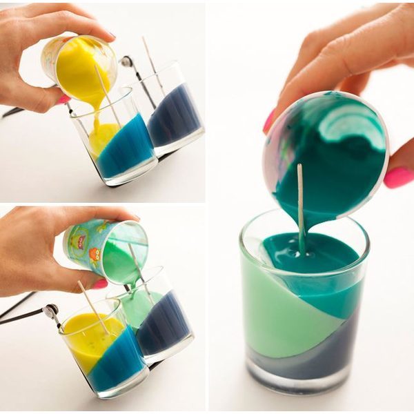 Velas con crayolas derretidas