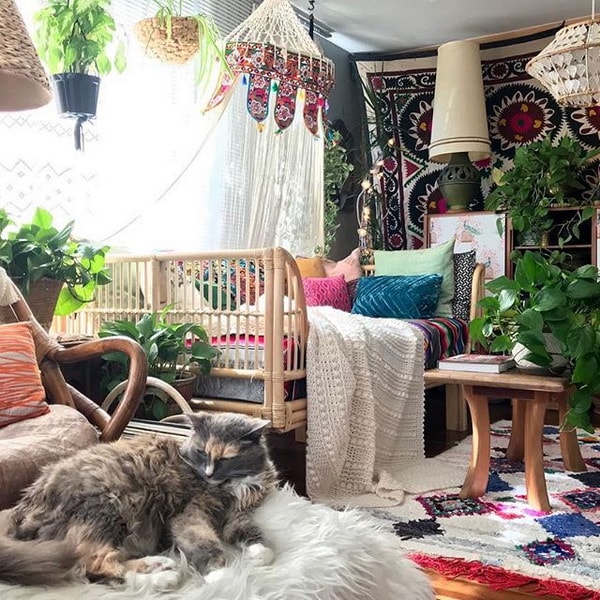 Colores y tejidos típicos de la decoración boho