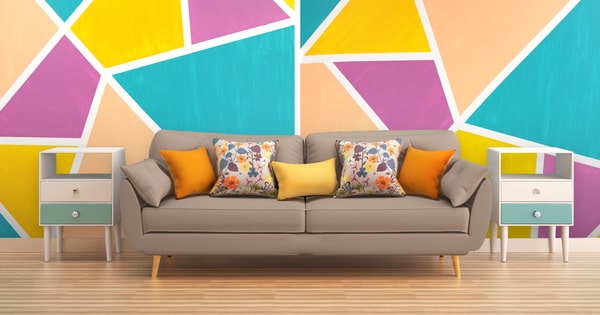 Sala pintada con colores en triada