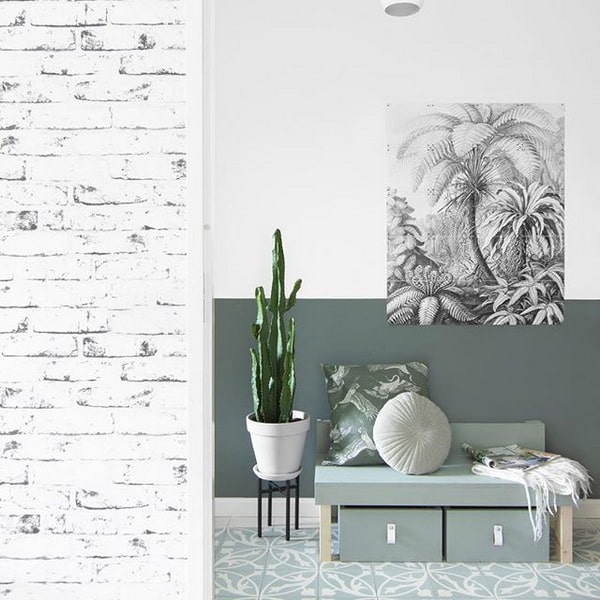 Decoración en blanco y verde