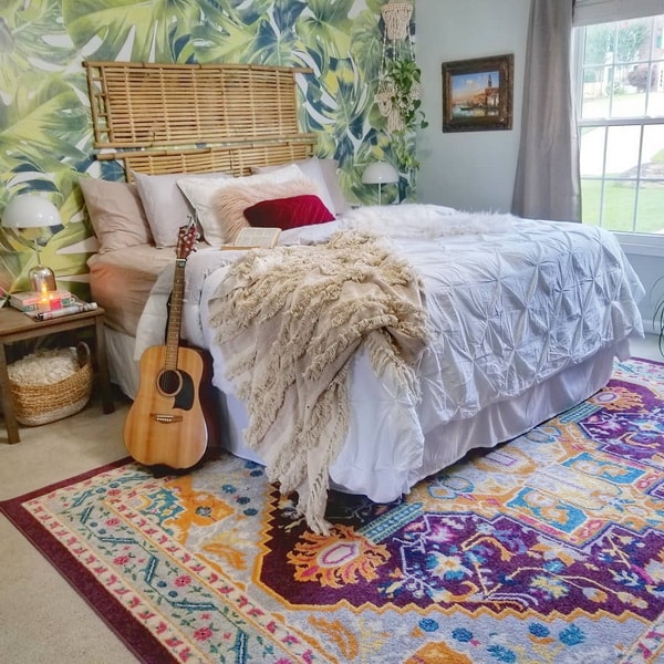 Dormitorio con decoración estilo boho chic