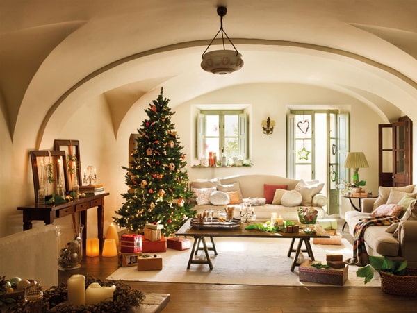 Decoración navideña con estilo rústico
