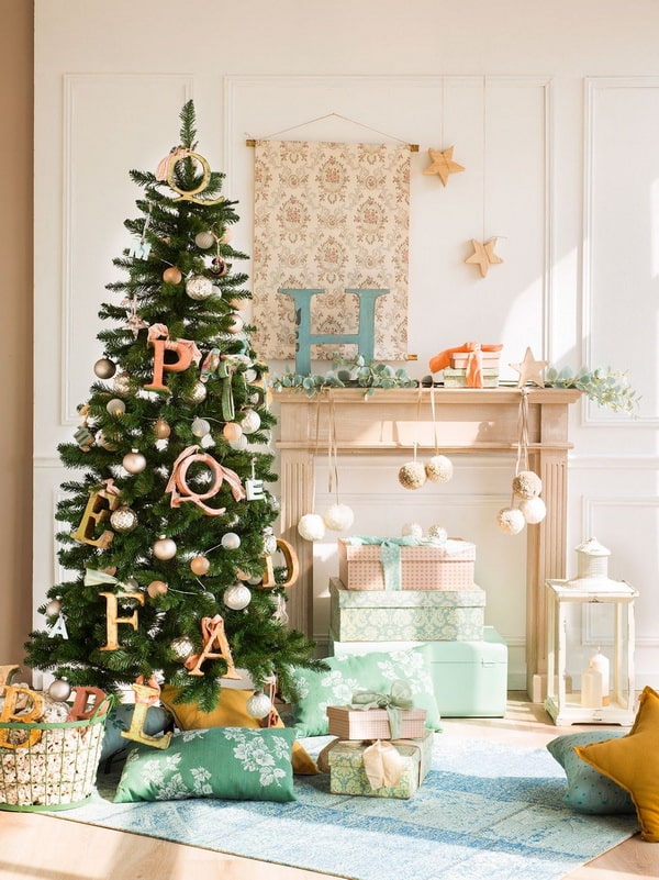 Árboles de Navidad con letras