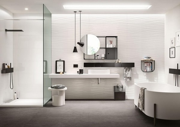 Revestimientos de baño con relieves