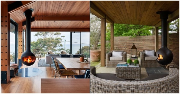 Chimeneas de leña modernas. Chimeneas modernas de exterior.