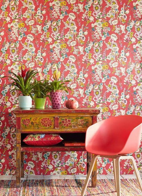 Papel pintado rojo