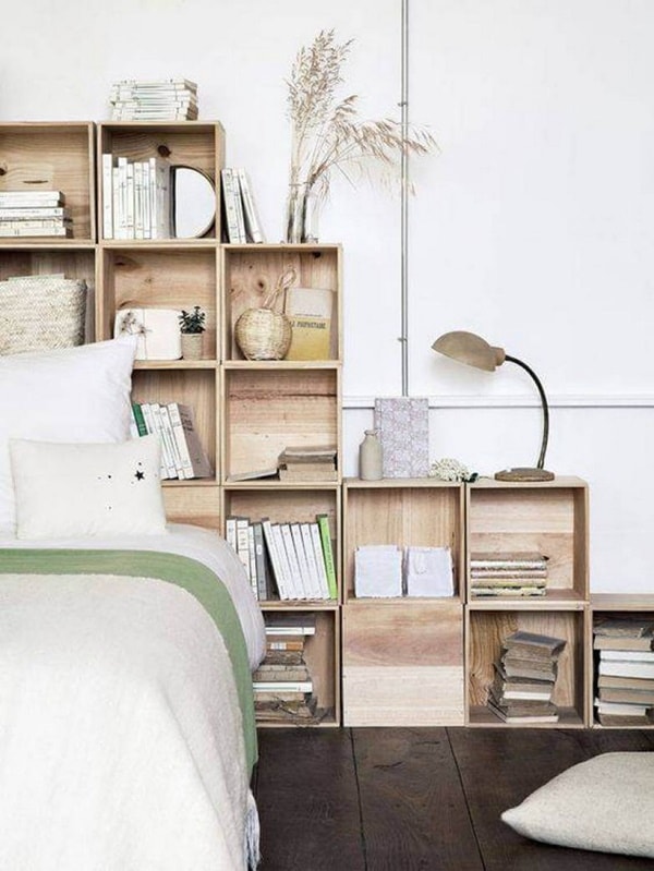 Cabecero DIY con cajas de madera