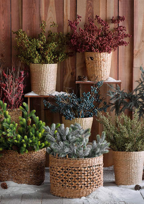 Cestas de mimbre para decorar la Navidad