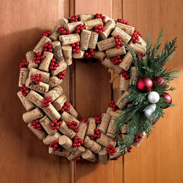 Corona de Navidad con corchos de vino