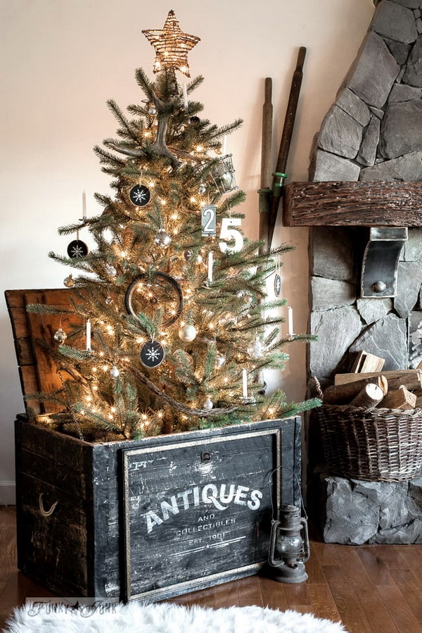 Árboles de Navidad en cajas de madera