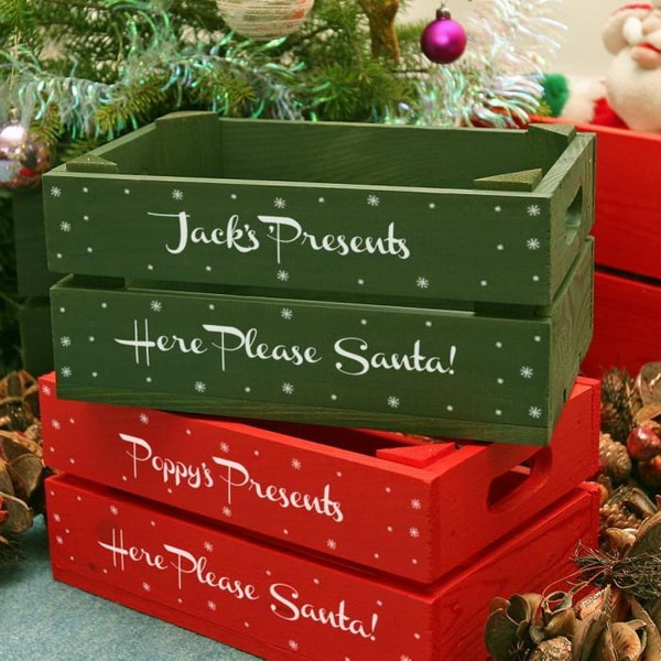 Cajas de madera pintadas para Navidad