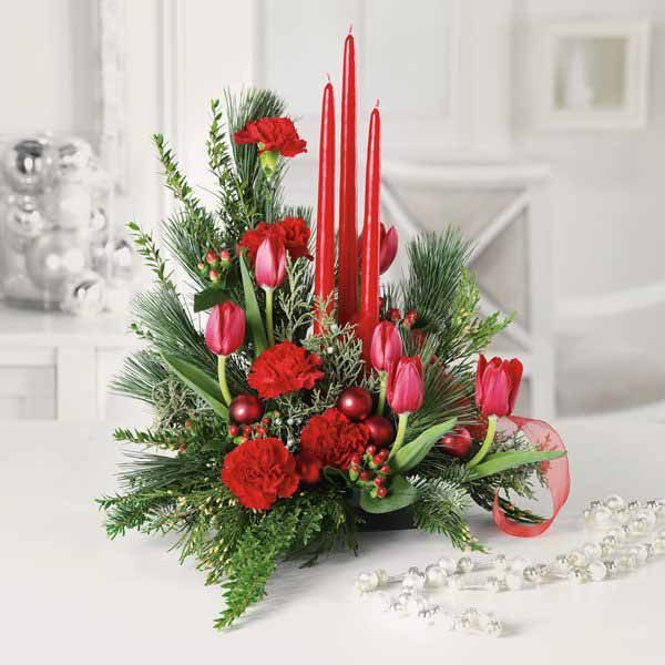 Centros de mesa navideños con flores