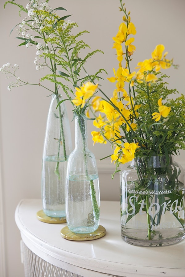 Decoración con botellas de cristal