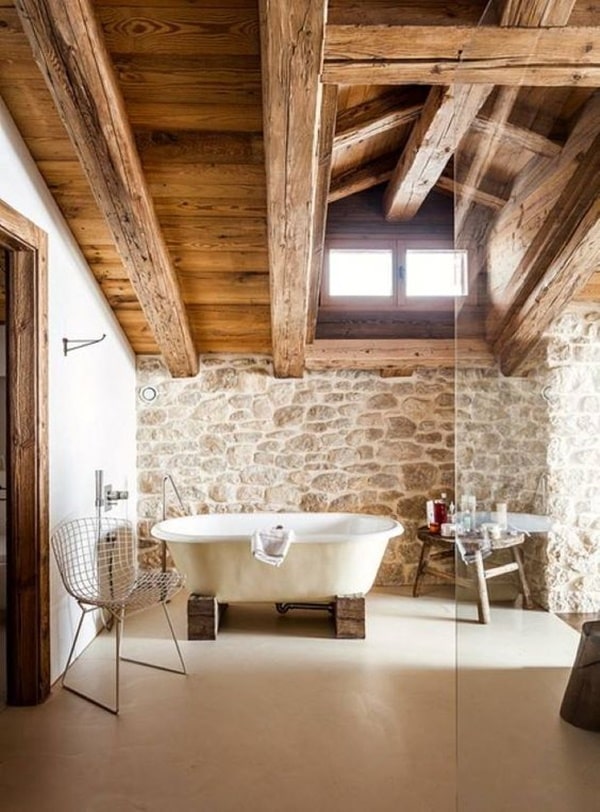 Vigas de madera en baños
