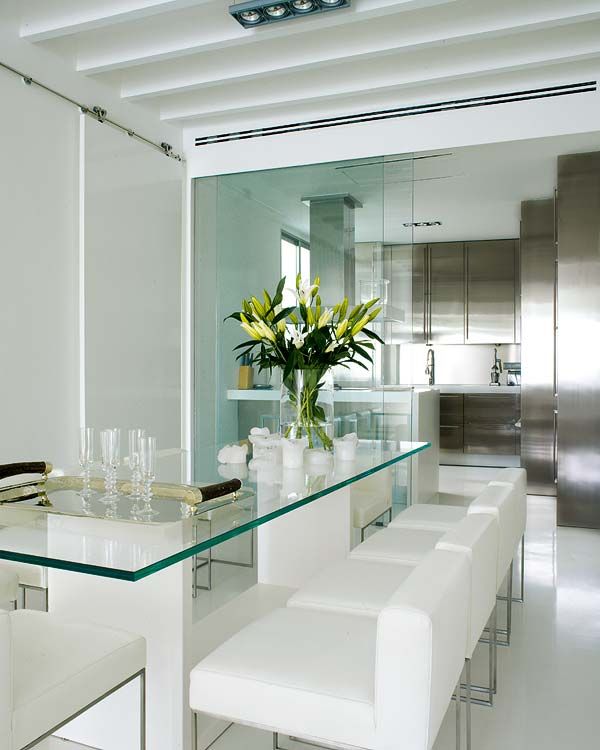 Mesa de comedor de cristal