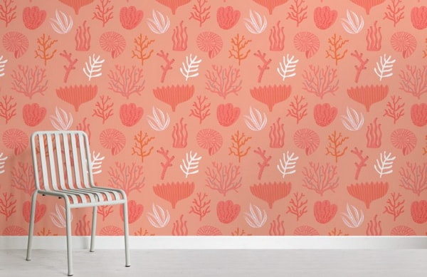 Papel pintado en color Living Coral