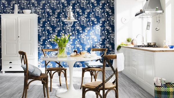 Papel pintado en cocina comedor