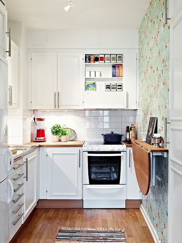 Papel pintado en mini cocinas