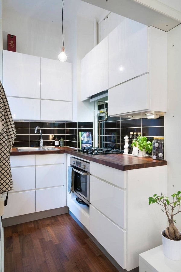 Blanco y madera par ala cocina