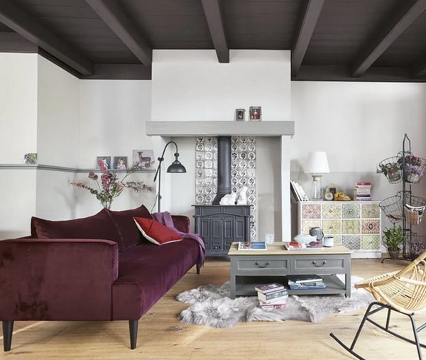 Sofá de 3 plazas de terciopelo color ciruela Giulia de Maison du Monde
