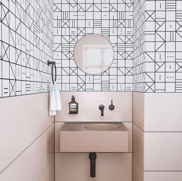 Paredes de  baños en dos tonos