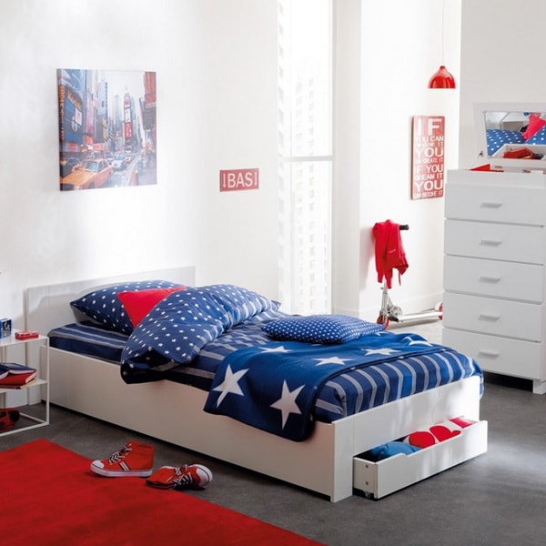 Cama juvenil con espacio de almacenaje